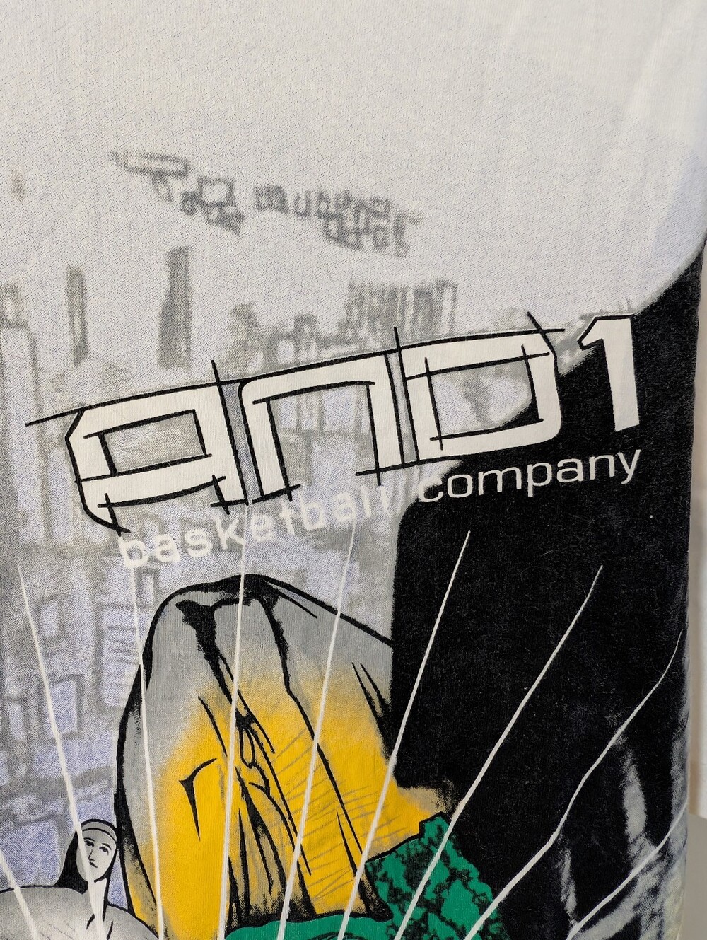 🏀 AND1 🏀 Vintage Y2K   "All-Over Print" (AOP) Streetball T-shirt (Unworn) - Picture 6 of 12